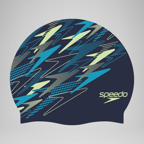 speedo Adult Printed Silicone One Cap Teal/Blue