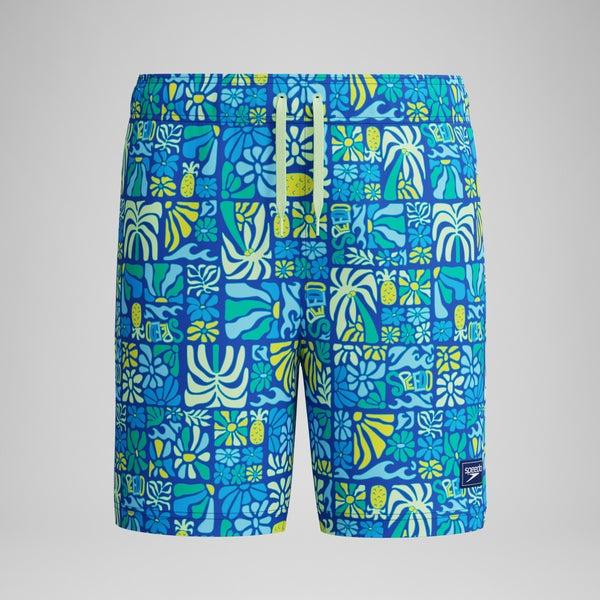 speedo Boys Printed 15" Swim Shorts Blue
