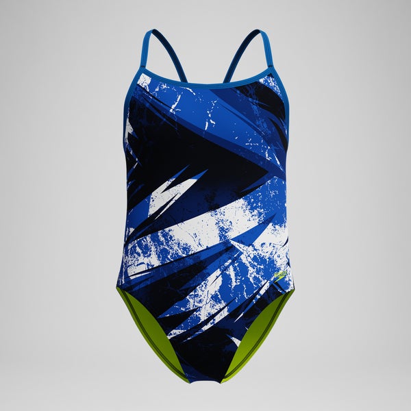 speedo Girls Bolted Flyback One Piece Blue