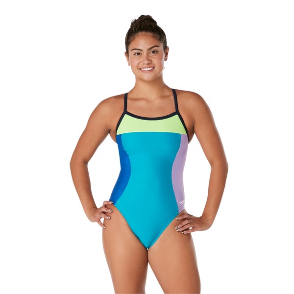 speedo Girls Colorblock Propel Back One Piece Blue