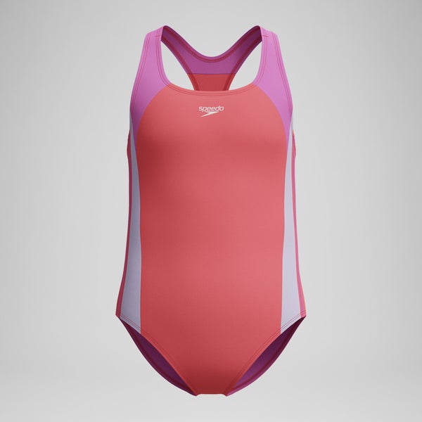 speedo Girls Infinity Splice One Piece Pink/Coral
