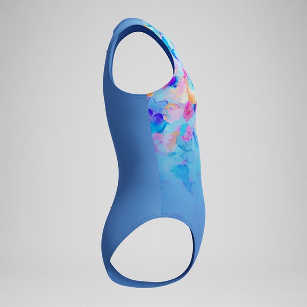 Speedo Girls Printed Hydrasuit Blue