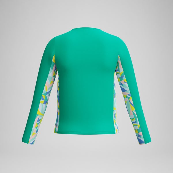 Speedo Girls Printed Long Sleeve Rashguard Green