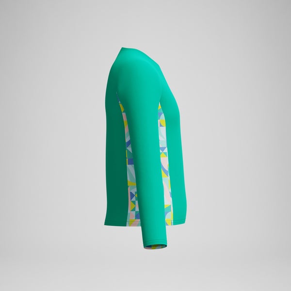 Speedo Girls Printed Long Sleeve Rashguard Green