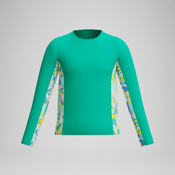 speedo Girls Printed Long Sleeve Rashguard Green