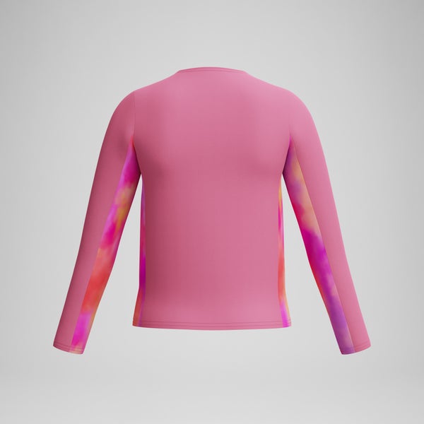 Speedo Girls Printed Long Sleeve Rashguard Pink