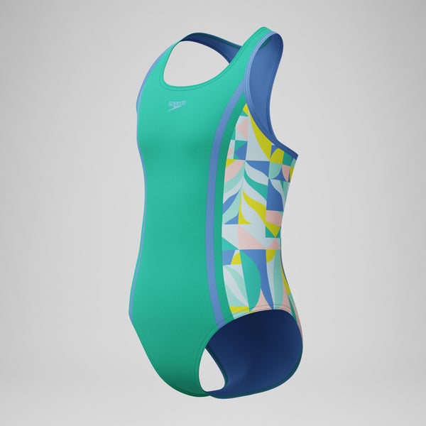 Speedo Girls Printed Racerback One Piece Green