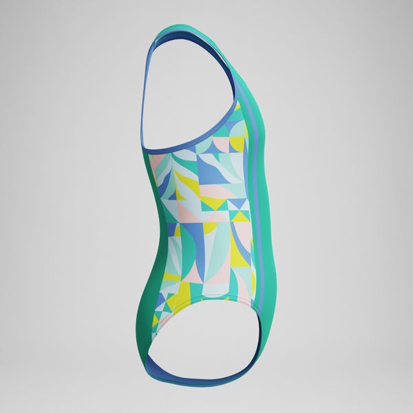 Speedo Girls Printed Racerback One Piece Green