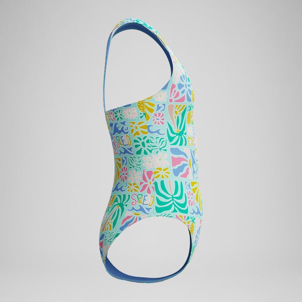 Speedo Girls Printed Racerback One Piece Green