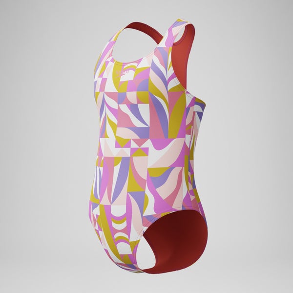 Speedo Girls Printed Racerback One Piece Pink