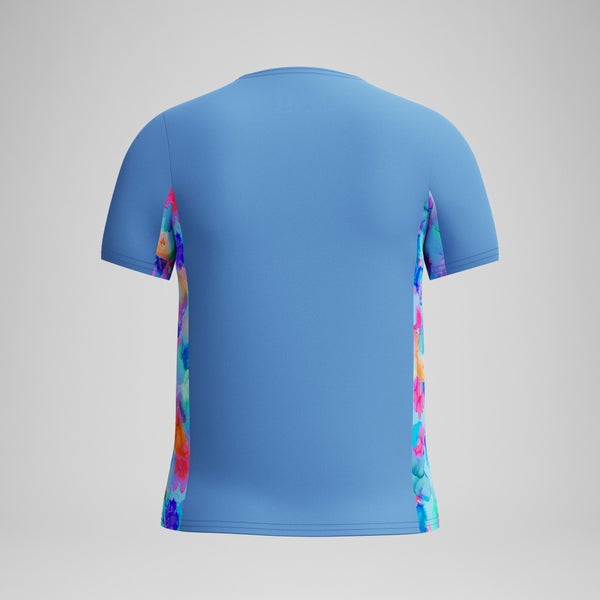 Speedo Girls Printed Short Sleeve Rashguard Blue