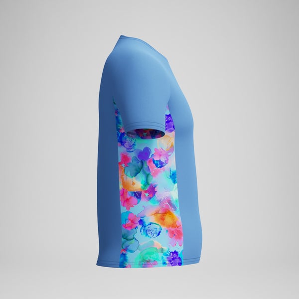 Speedo Girls Printed Short Sleeve Rashguard Blue