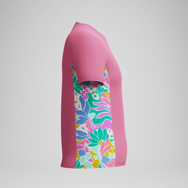 Speedo Girls Printed Short Sleeve Rashguard Pink