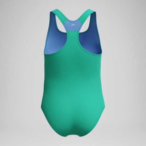 Speedo Girls Printed Sport One Piece Green