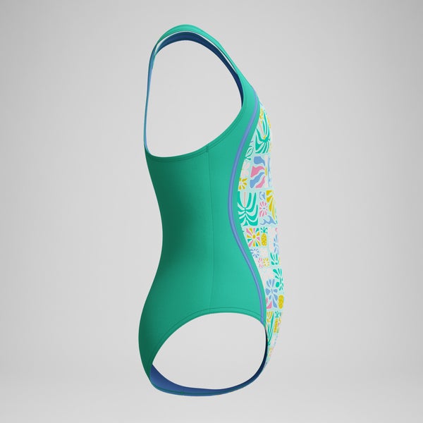 Speedo Girls Printed Sport One Piece Green