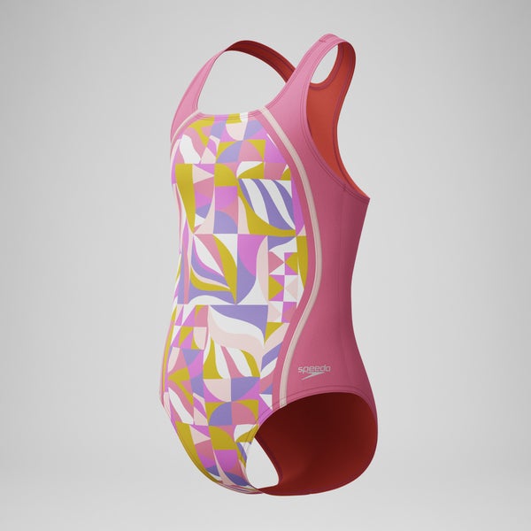 Speedo Girls Printed Sport One Piece Pink