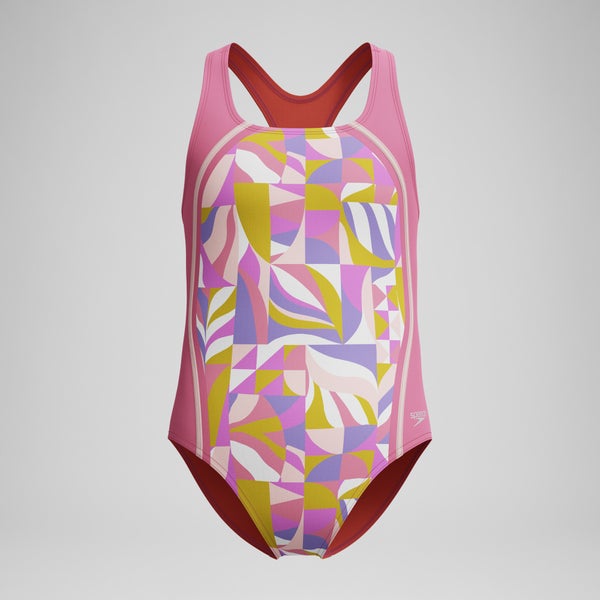speedo Girls Printed Sport One Piece Pink