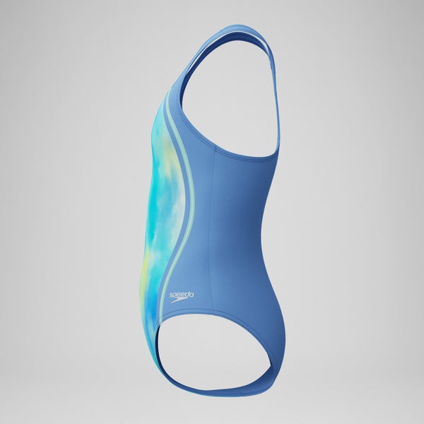 Speedo Girls Printed Sport Splice One Piece Blue