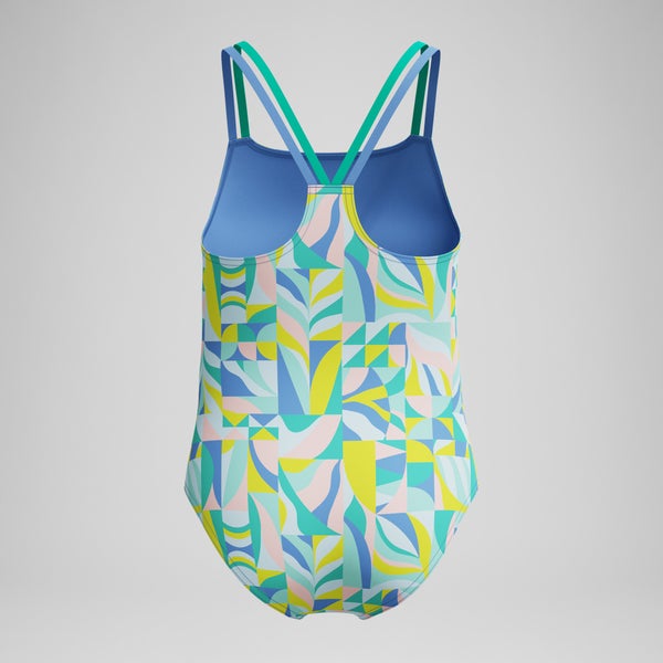 Speedo Girls Printed Strappy One Piece Green