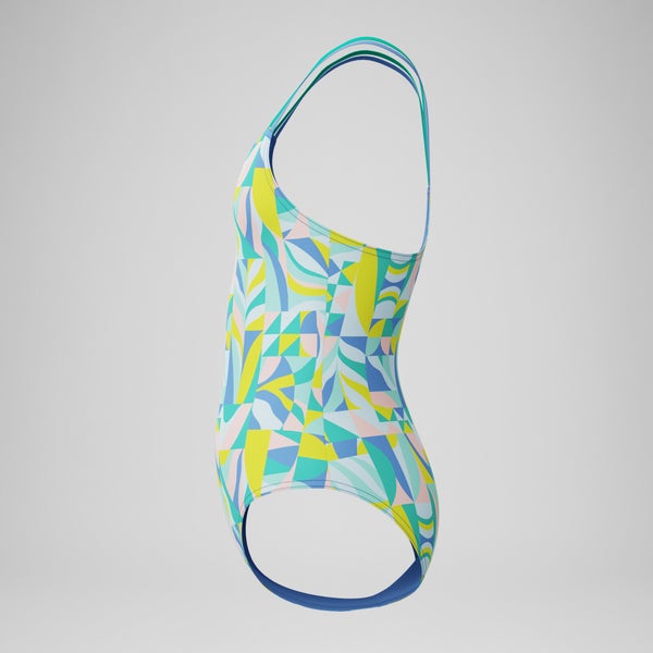 Speedo Girls Printed Strappy One Piece Green
