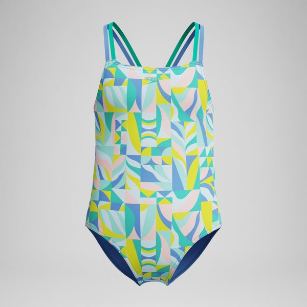 speedo Girls Printed Strappy One Piece Green