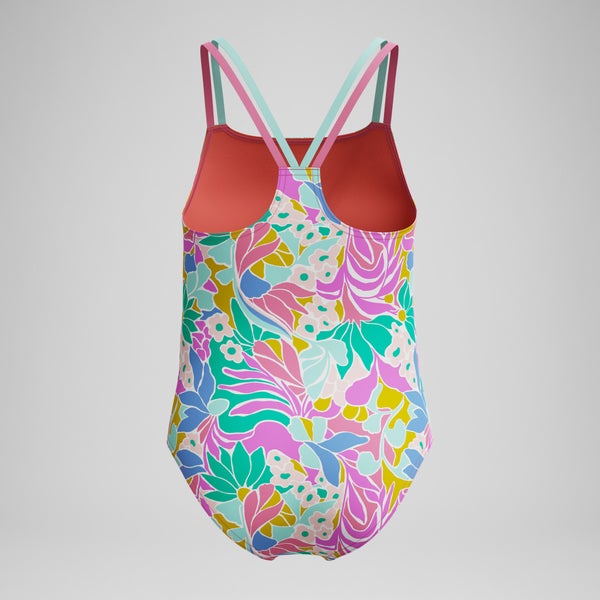 Speedo Girls Printed Strappy One Piece Pink