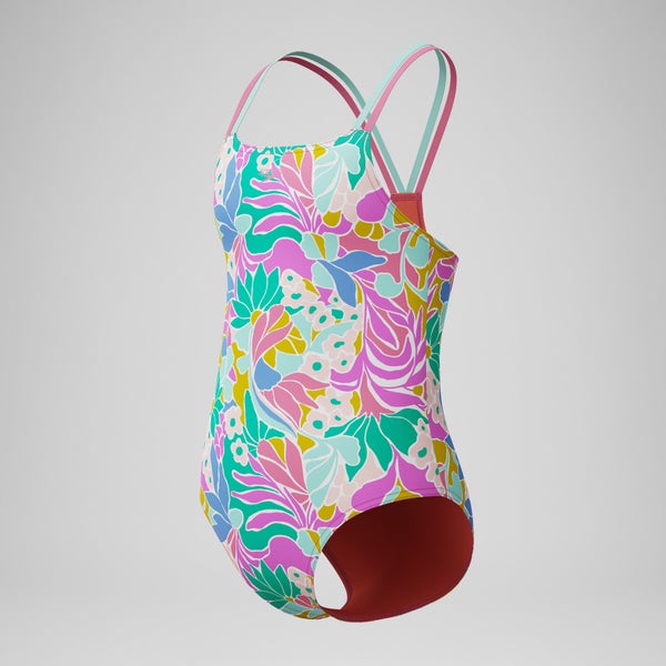 Speedo Girls Printed Strappy One Piece Pink