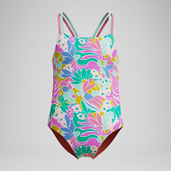 speedo Girls Printed Strappy One Piece Pink