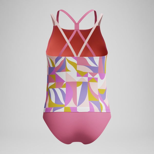 Speedo Girls Printed Strappy Two Piece Pink