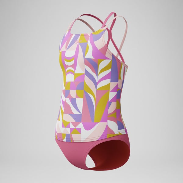 Speedo Girls Printed Strappy Two Piece Pink