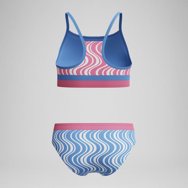Speedo Girls Printed Two Piece Blue
