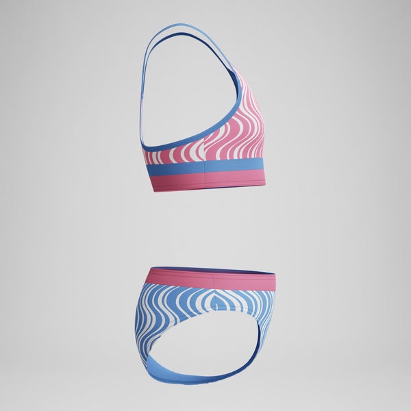 Speedo Girls Printed Two Piece Blue