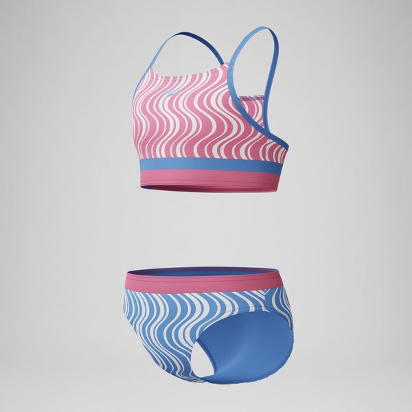 Speedo Girls Printed Two Piece Blue