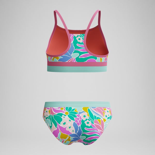Speedo Girls Printed Two Piece Pink