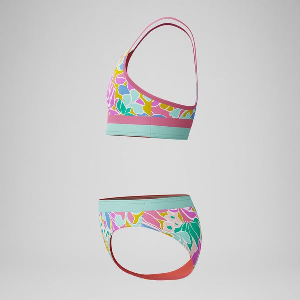 Speedo Girls Printed Two Piece Pink