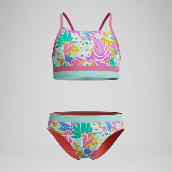 speedo Girls Printed Two Piece Pink
