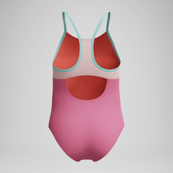 Speedo Girls Radiating Splice One Piece Pink