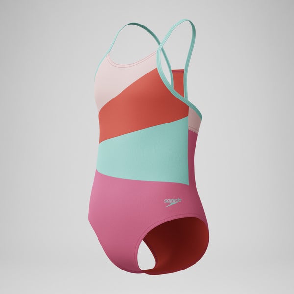 Speedo Girls Radiating Splice One Piece Pink