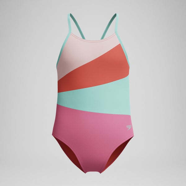 speedo Girls Radiating Splice One Piece Pink