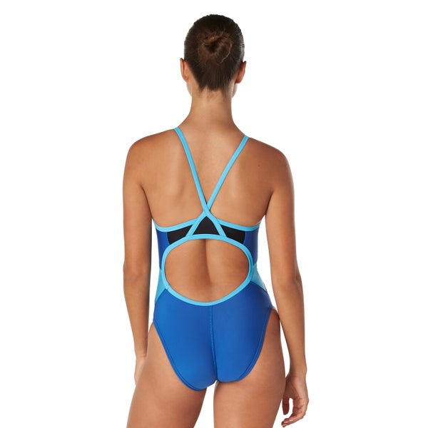 Speedo Girls Solid Flyback One Piece Blue