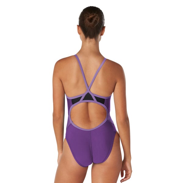 Speedo Girls Solid Flyback One Piece Purple