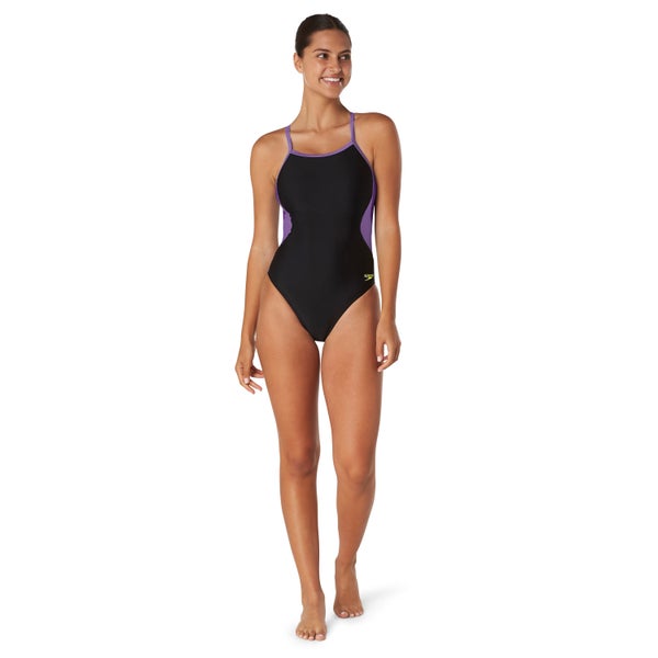 Speedo Girls Solid Flyback One Piece Purple