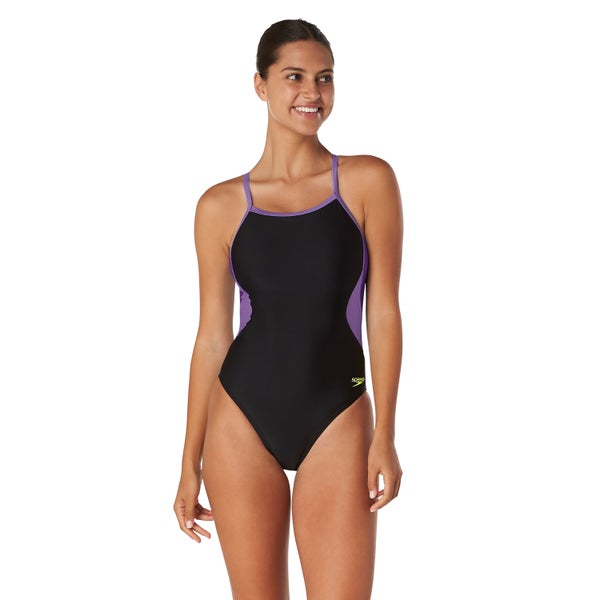 speedo Girls Solid Flyback One Piece Purple