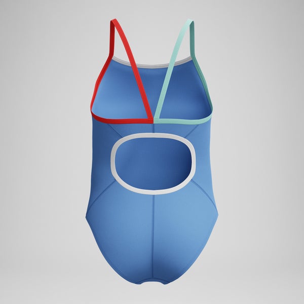 Speedo Girls Solid Propel Back One Piece Blue/Red