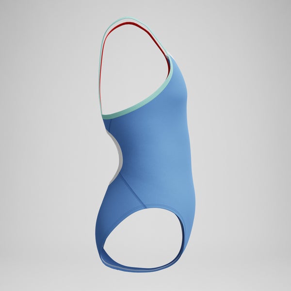 Speedo Girls Solid Propel Back One Piece Blue/Red