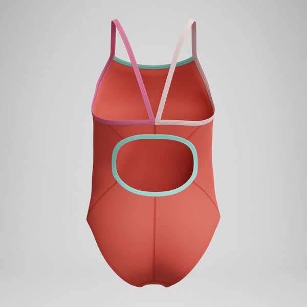 Speedo Girls Solid Propel Back One Piece Coral