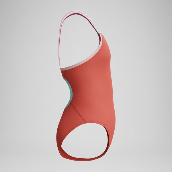 Speedo Girls Solid Propel Back One Piece Coral