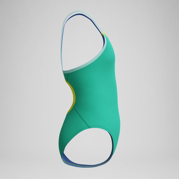 Speedo Girls Solid Propel Back One Piece Green