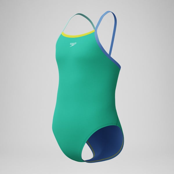 Speedo Girls Solid Propel Back One Piece Green