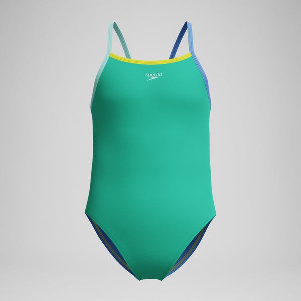 speedo Girls Solid Propel Back One Piece Green